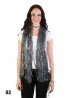 Sequined Flower Mesh Scarf W/ Fringe